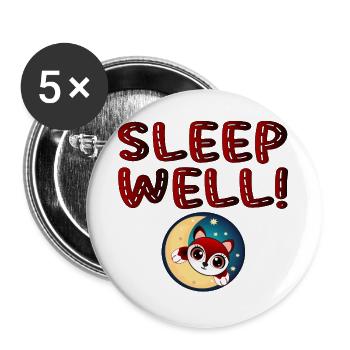 Sleep well - Sleeping FOX at the Moon - Animal - Buttons large 2.2''/56 mm (5-pack) - white - Front
