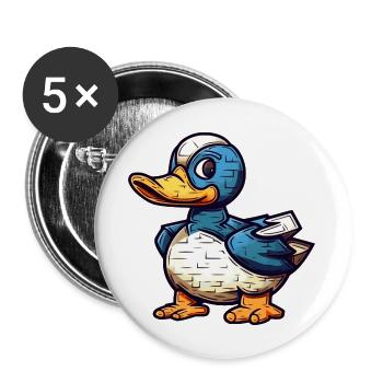 Mignon petit canard au look bande dessinée et dessin animé - Lot de 5 grands badges (56 mm) - blanc - Devant