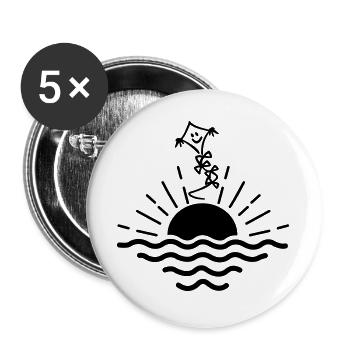 Cerf-volant au coucher du soleil - Lot de 5 grands badges (56 mm) - blanc - Devant