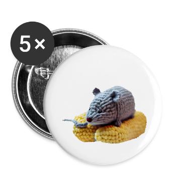 Maus auf Mais - Buttons groß 56 mm (5er Pack) - Weiß - Vorne