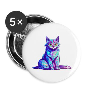 Chaton Chat Chat de compagnie Maine Coon Chat domestique - Lot de 5 grands badges (56 mm) - blanc - Devant