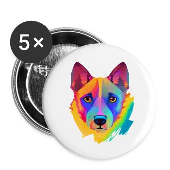 Hunde Schäferhund Hund Hundebesitzer Hundehalter - Buttons groß 56 mm (5er Pack) - Weiß - Vorne