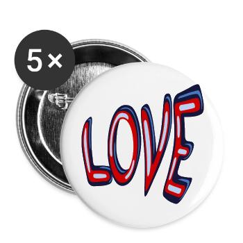 Love Liebe ein 3D Design - Buttons groß 56 mm (5er Pack) - Weiß - Vorne