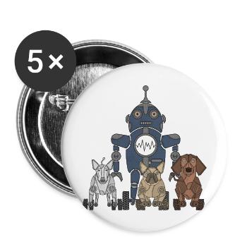 Robot - Lot de 5 grands badges (56 mm) - blanc - Devant