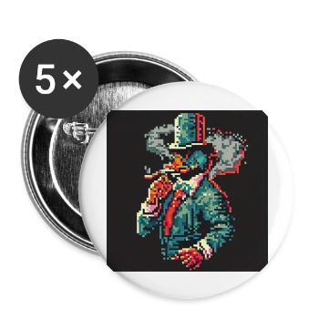Canard fumant [pixel art] - Lot de 5 grands badges (56 mm) - blanc - Devant