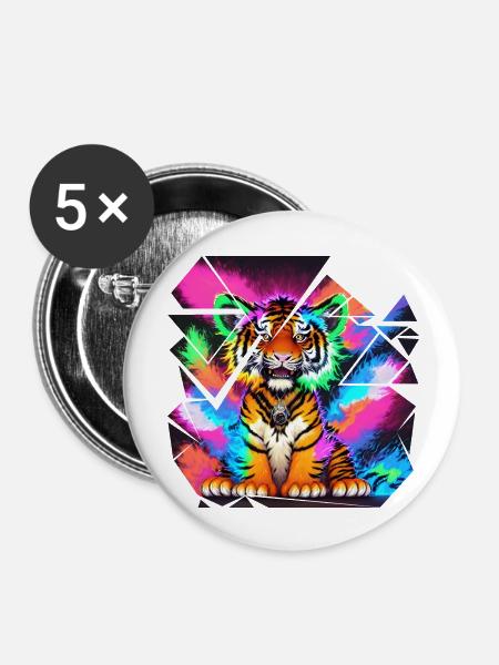 Tigerjunges der Freude - Buttons groß 56 mm (5er Pack) - Weiß