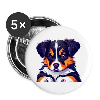 Hundebesitzer Schäferhund Hundehalter Hunde Hund - Buttons groß 56 mm (5er Pack) - Weiß - Vorne