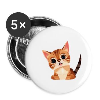 Cat Pet Domestic Cat Kitten Cat Owner - Buttons large 2.2''/56 mm (5-pack) - white - Front