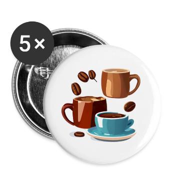 Coffee Coffee Cup Caffeine Gift Coffee Bean - Buttons large 2.2''/56 mm (5-pack) - white - Front