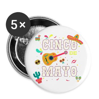 Cinco De Mayo Mexican Fiesta 5 De Mayo - Buttons groß 56 mm (5er Pack) - Weiß - Vorne