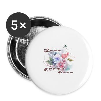 Love grows here - Buttons large 2.2''/56 mm (5-pack) - white - Front