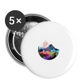 Mountain Landscape with Full Moon - Buttons groß 56 mm (5er Pack) - Weiß - Vorne