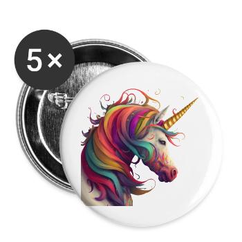Unicorn of Dreams in Rainbow - Buttons large 2.2''/56 mm (5-pack) - white - Front