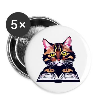 Lire Bengal Cat Books Cat Book Kitten - Lot de 5 grands badges (56 mm) - blanc - Devant
