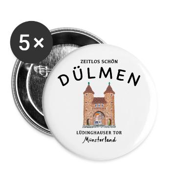 Dülmen, Lüdinghauser Tor, Münsterland - Buttons groß 56 mm (5er Pack) - Weiß - Vorne