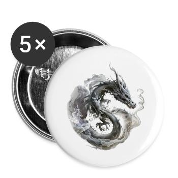Smoke dragon - Buttons large 2.2''/56 mm (5-pack) - white - Front