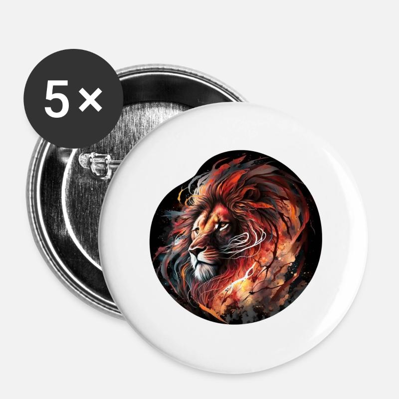 Lion Fire Palette - Buttons large 2.2''/56 mm (5-pack) - white