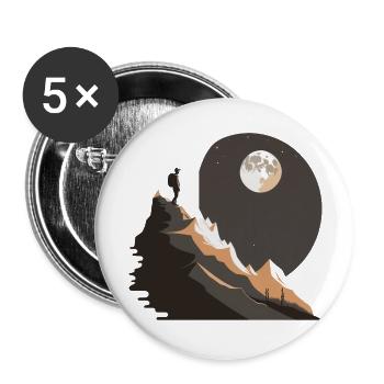 Wanderer bei Mondschein in den Bergen - Buttons groß 56 mm (5er Pack) - Weiß - Vorne