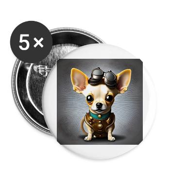Chihuahua Puppy Steampunk - Lot de 5 grands badges (56 mm) - blanc - Devant