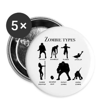 Zombie types chart - Buttons large 2.2''/56 mm (5-pack) - white - Front