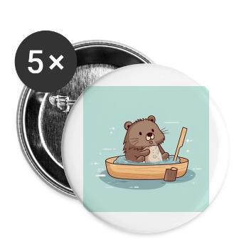Süßer Biber in der Badewanne - Buttons groß 56 mm (5er Pack) - Weiß - Vorne