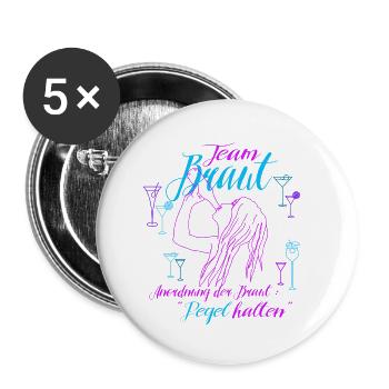 Team Braut JGA Line Art lustiger Spruch - Buttons groß 56 mm (5er Pack) - Weiß - Vorne