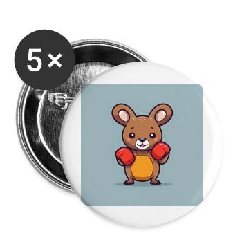 Cute kangaroo with box gloves - Buttons large 2.2''/56 mm (5-pack) - white - Front