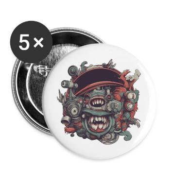 Verrückt - Buttons groß 56 mm (5er Pack) - Weiß - Vorne