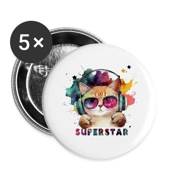 superstar - Lot de 5 grands badges (56 mm) - blanc - Devant