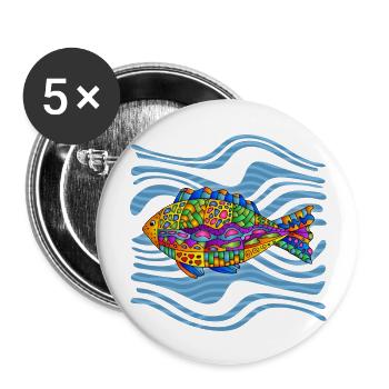 Fish - Buttons large 2.2''/56 mm (5-pack) - white - Front