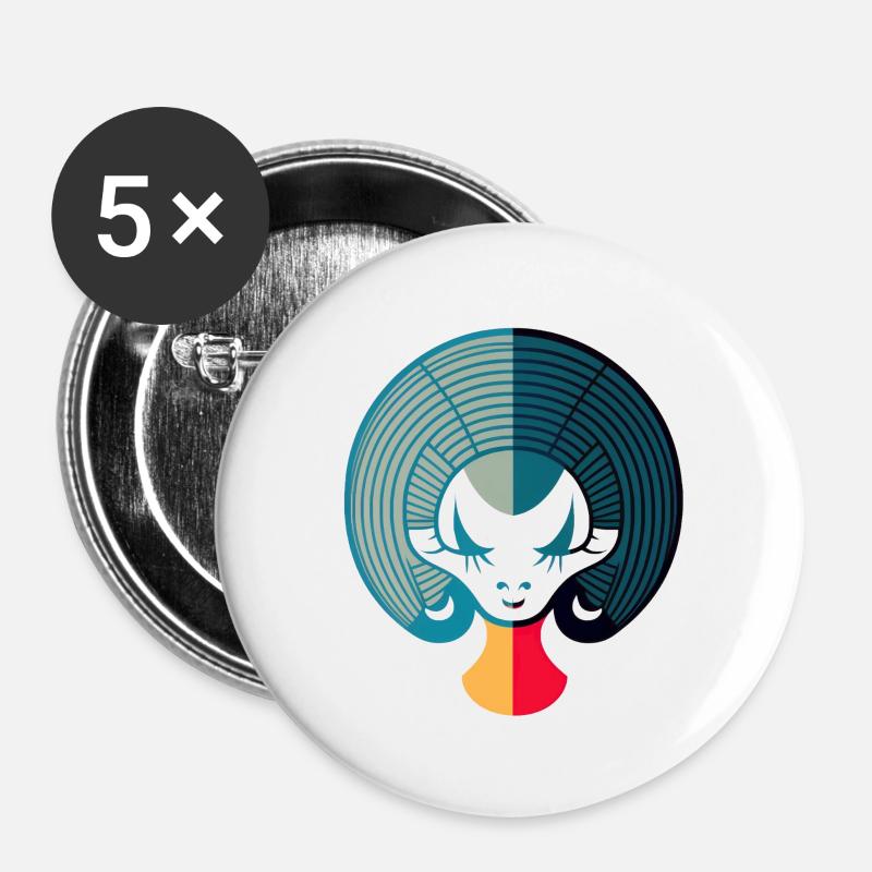 Abstract Capricorn - Buttons large 2.2''/56 mm (5-pack) - white
