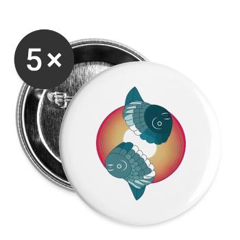 Abstrakter Fisch - Buttons groß 56 mm (5er Pack) - Weiß - Vorne