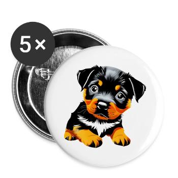 Rottweiler Chien Chiot Chiens Rottweiler Puppy Dog - Lot de 5 grands badges (56 mm) - blanc - Devant