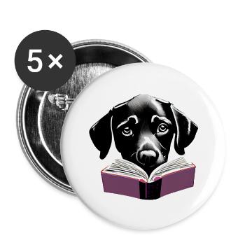 Dog Books Labrador Dog Book Read Dog Owner - Buttons large 2.2''/56 mm (5-pack) - white - Front