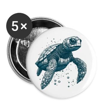 Sea turtle swimming in the ocean - Buttons large 2.2''/56 mm (5-pack) - white - Front