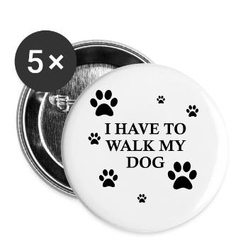 Taking the dog for a walk - Buttons large 2.2''/56 mm (5-pack) - white - Front