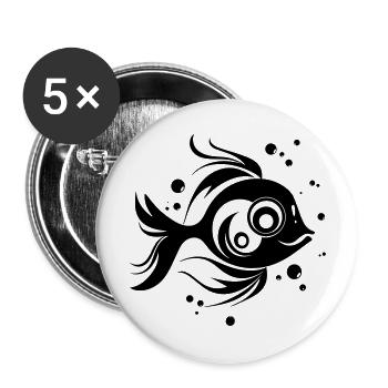 Süßer Fisch schwimmt im Meer - Illustration - Buttons groß 56 mm (5er Pack) - Weiß - Vorne