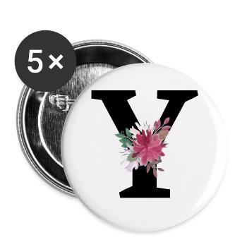 Letter y floral - Buttons large 2.2''/56 mm (5-pack) - white - Front