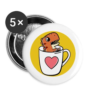 Tea Rex Tyrannosaurus - Buttons large 2.2''/56 mm (5-pack) - white - Front