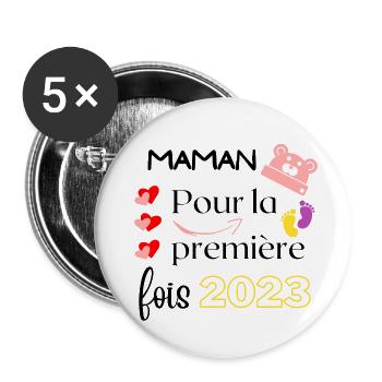 "Maman 2023" déjà un merveilleux souvenir. - Lot de 5 grands badges (56 mm) - blanc - Devant