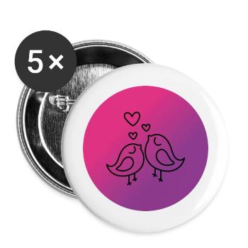 Love birds - Buttons large 2.2''/56 mm (5-pack) - white - Front