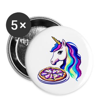 Licorne Mythique Animal Fille Pizza Licorne Licornes - Lot de 5 grands badges (56 mm) - blanc - Devant