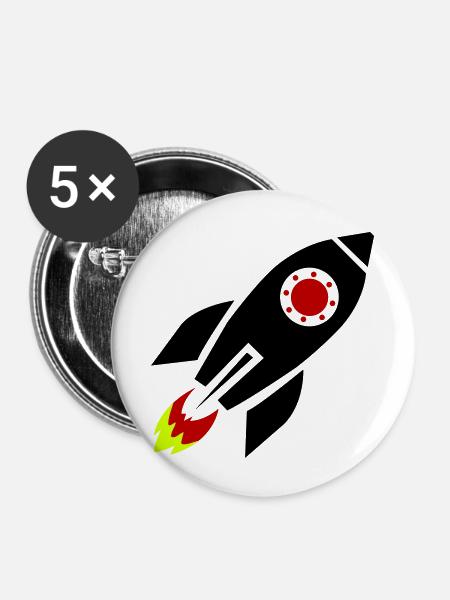 rakete - Buttons groß 56 mm (5er Pack) - Weiß