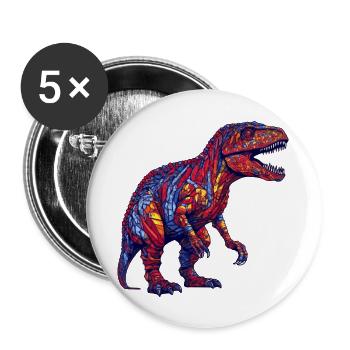 Dino Monster in bright colors and retro look - Buttons large 2.2''/56 mm (5-pack) - white - Front