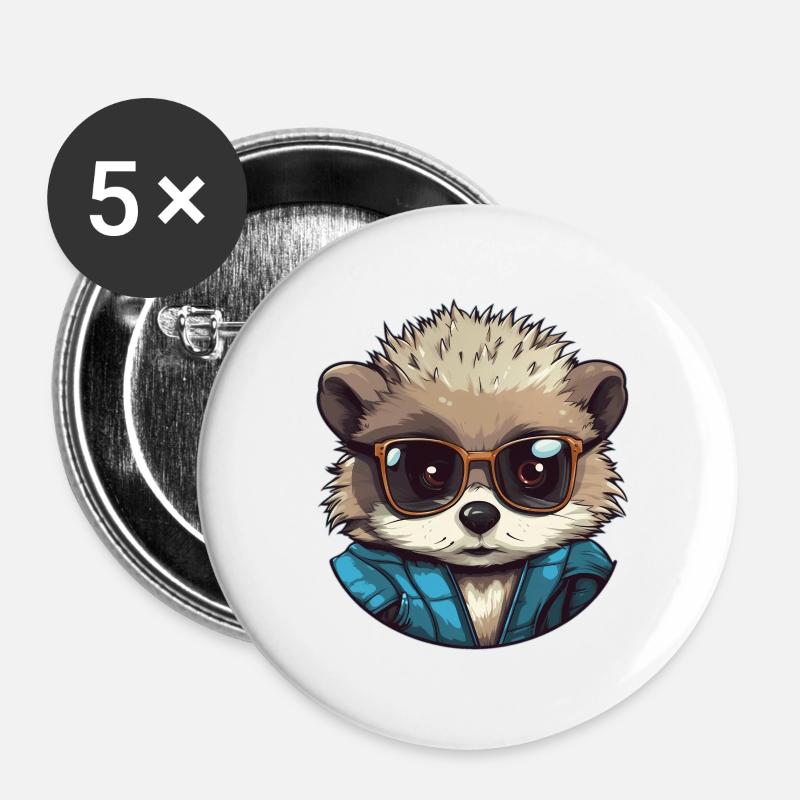 cool hedgehog - Buttons large 2.2''/56 mm (5-pack) - white