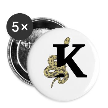 Letter k snake - Buttons large 2.2''/56 mm (5-pack) - white - Front