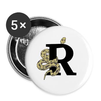 Buchstabe r Schlange - Buttons groß 56 mm (5er Pack) - Weiß - Vorne