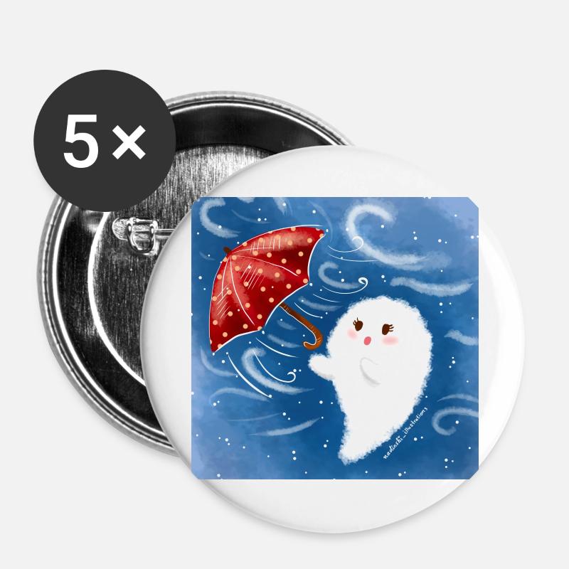 Stormy Days - Buttons large 2.2''/56 mm (5-pack) - white
