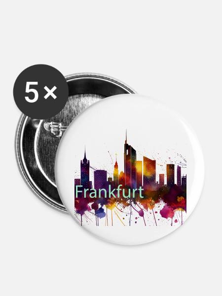 frankfurt skyline - Buttons groß 56 mm (5er Pack) - Weiß