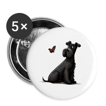 Riesenschnauzer / Schnauzer Hunde Design Geschenk - Buttons groß 56 mm (5er Pack) - Weiß - Vorne